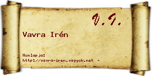 Vavra Irén névjegykártya